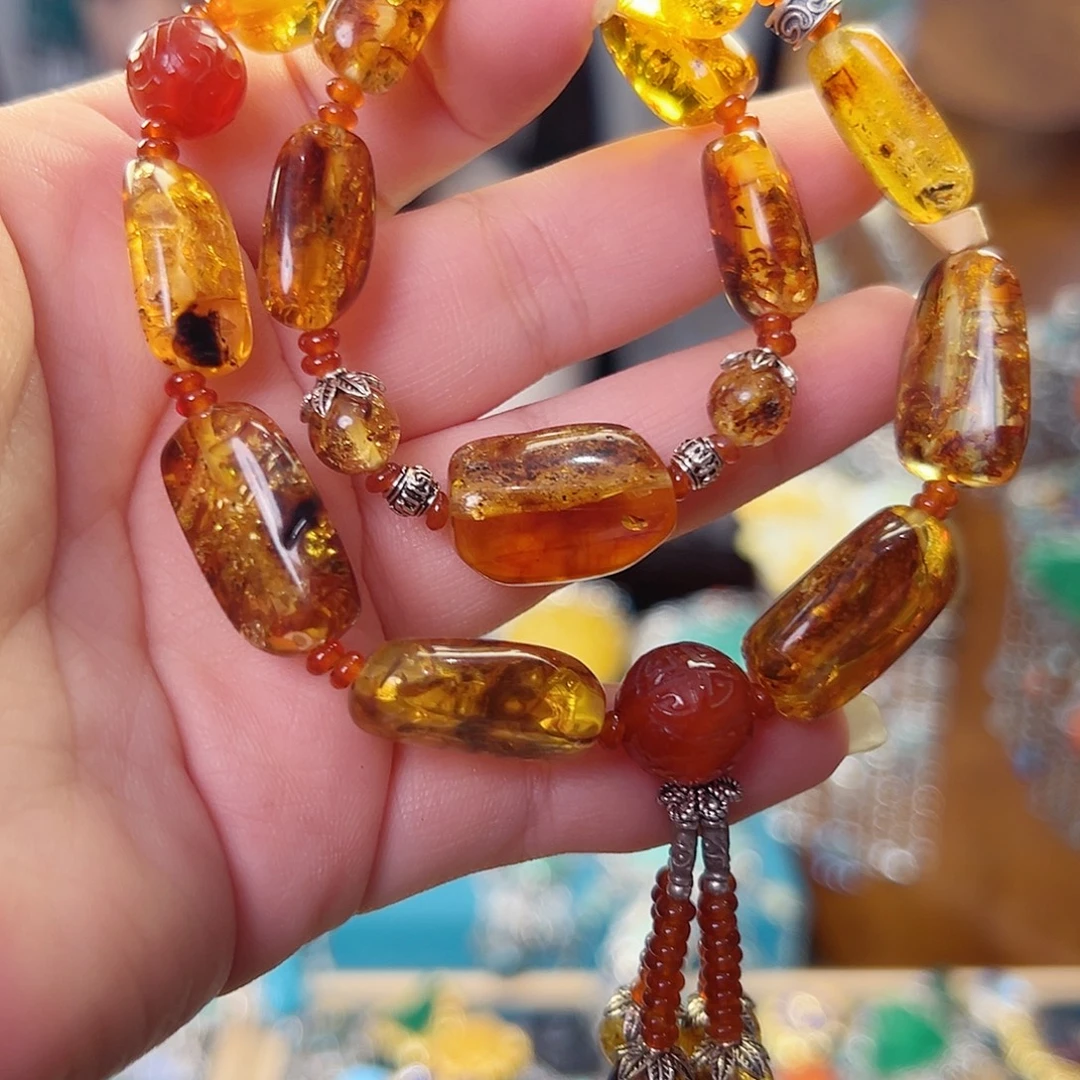 琥珀银S925镶嵌手链国风