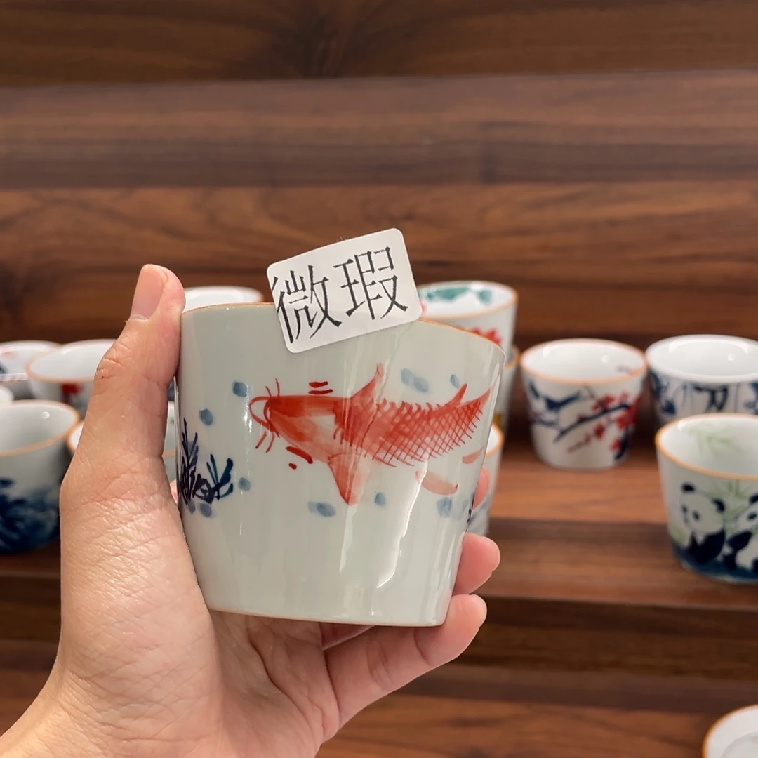 釉下手绘茶具微瑕