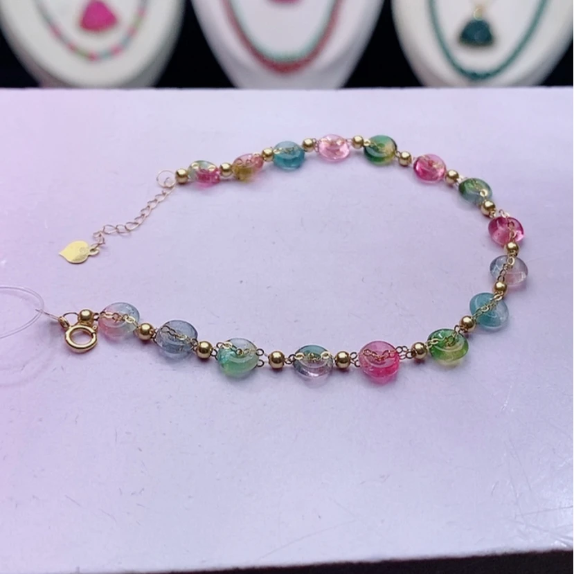 【闪购商品】碧玺手链18K金镶嵌碧玺手链