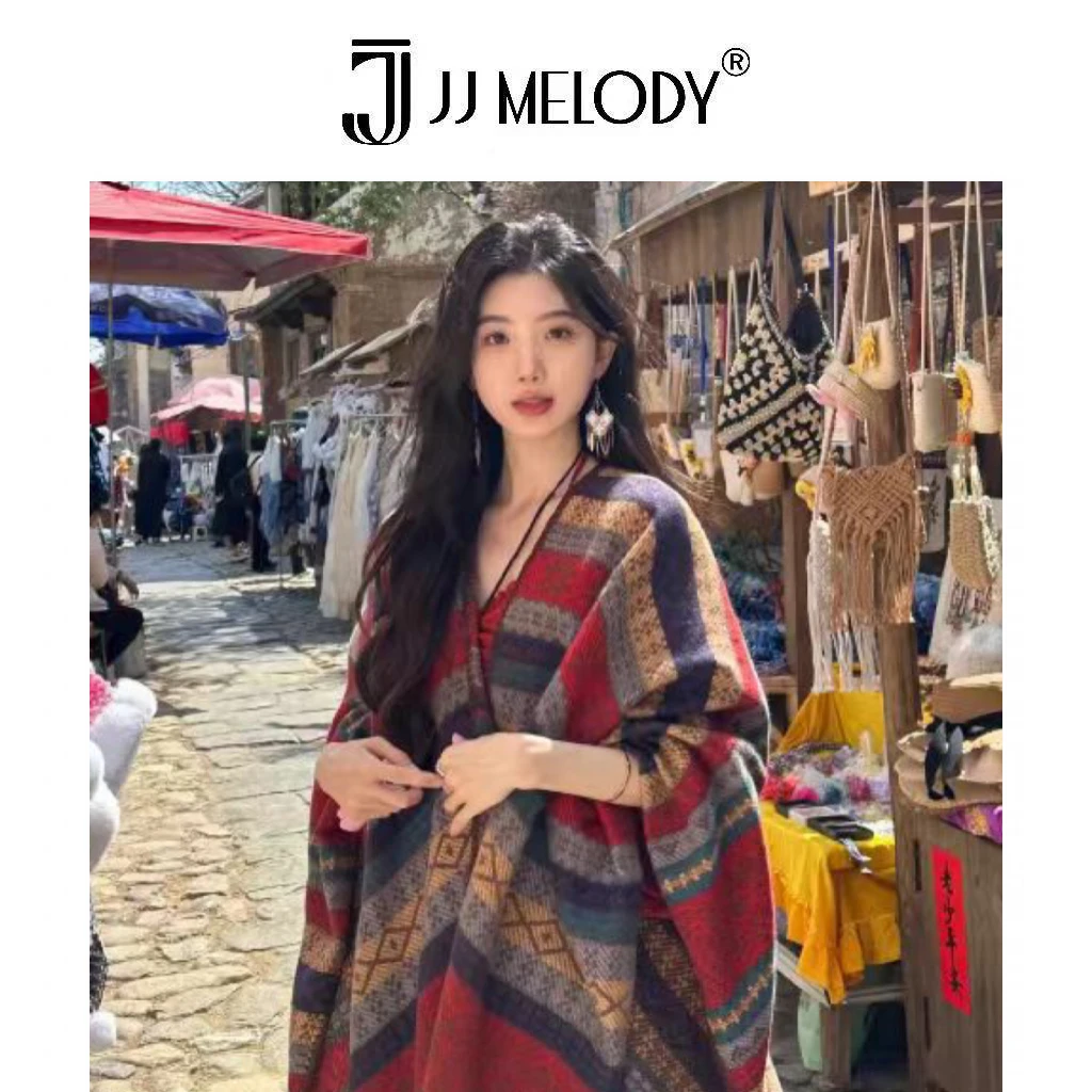 JJ Melody•『波西米亚』条纹撞色披肩 Y