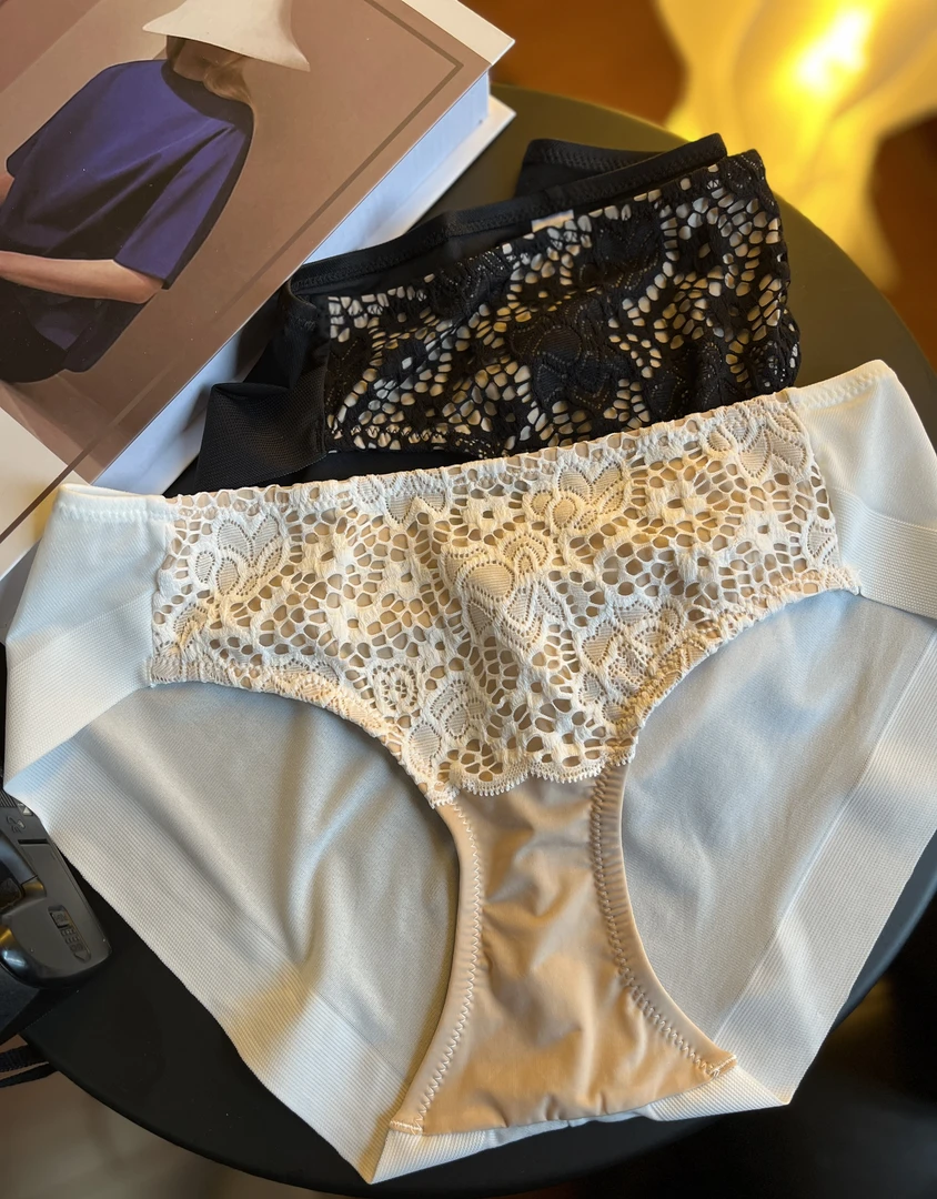 性感蕾丝透肤薄款内裤女夏季纯棉抗菌低腰透气三角裤无痕冰丝裤头