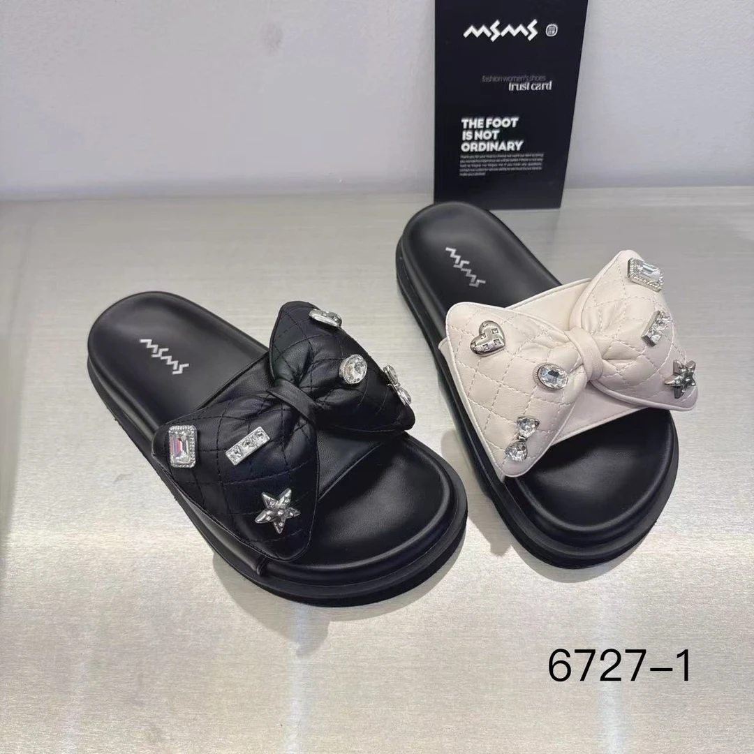 玛莎玛索夏季凉拖6727-1时尚百搭休闲蝴蝶结网红爆款凉拖鞋女鞋