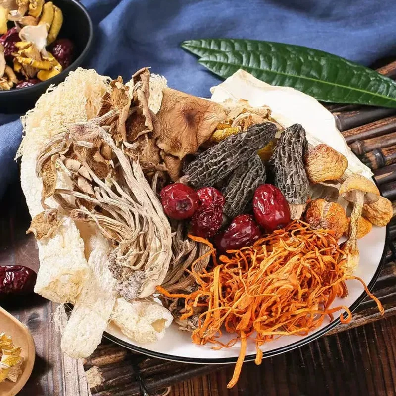 七彩菌菇汤包云南特产羊肚菌鹿茸菇杏鲍菇虫草花煲汤炖鸡汤美味B