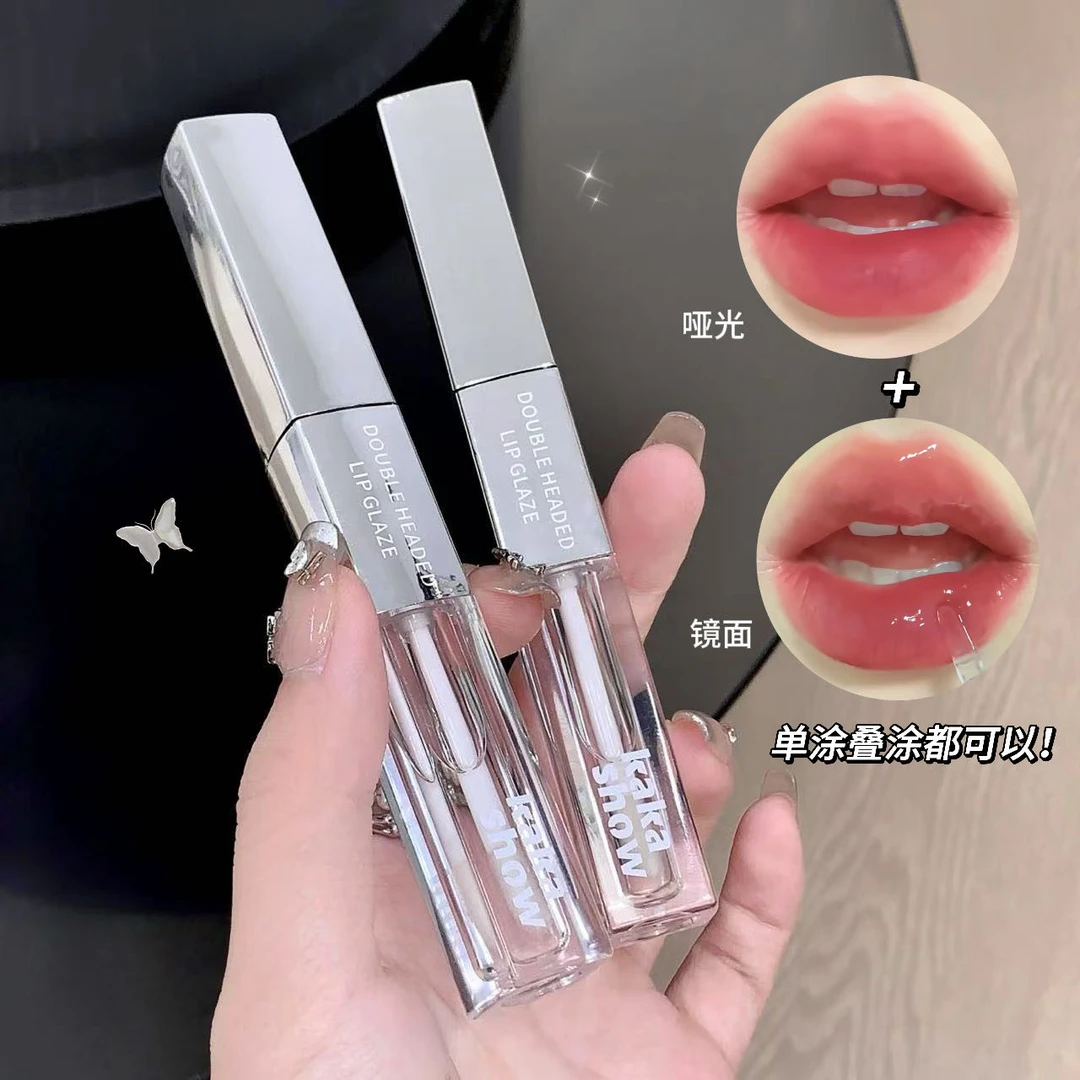 【到手两支】kakashow双头双效唇釉双头设计不同唇妆滋润细腻玻璃唇