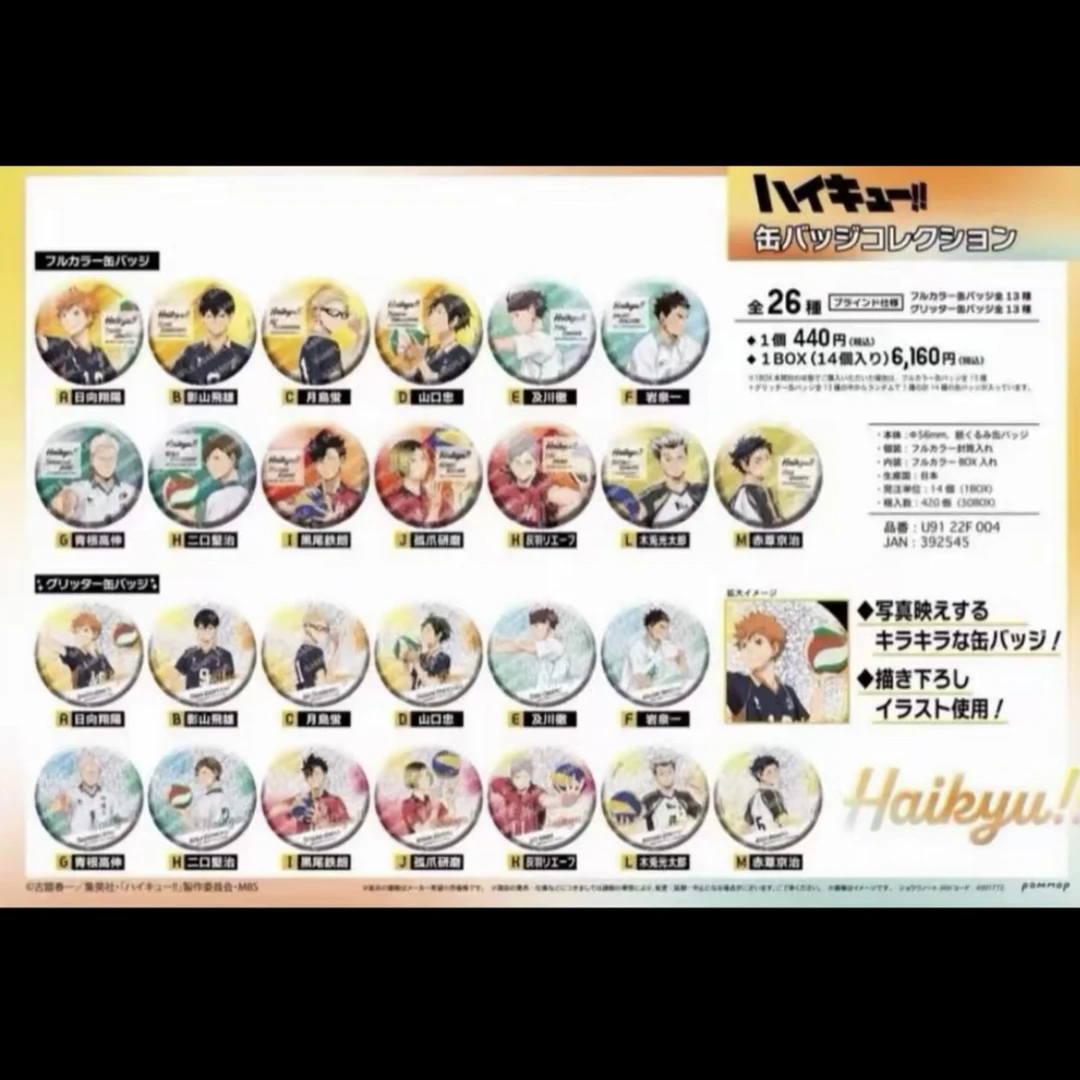 大清仓 正版日谷排球少年 IAGF抱球闪 吧唧徽章（默认出厂瑕） 盲盒
