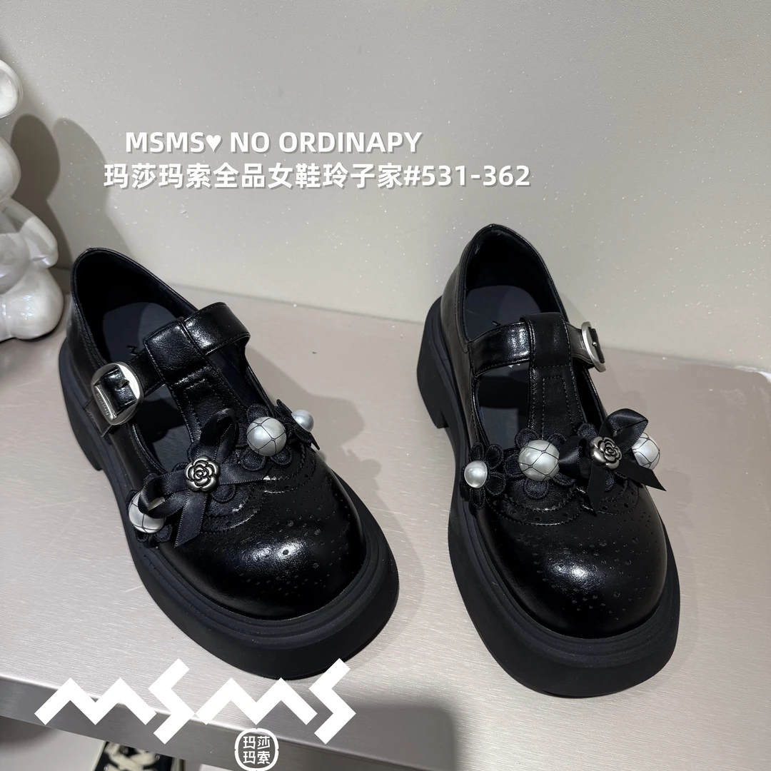 <玛莎玛索>2025春夏季新款531-362厚底增高时尚百搭珍珠玛丽珍鞋.