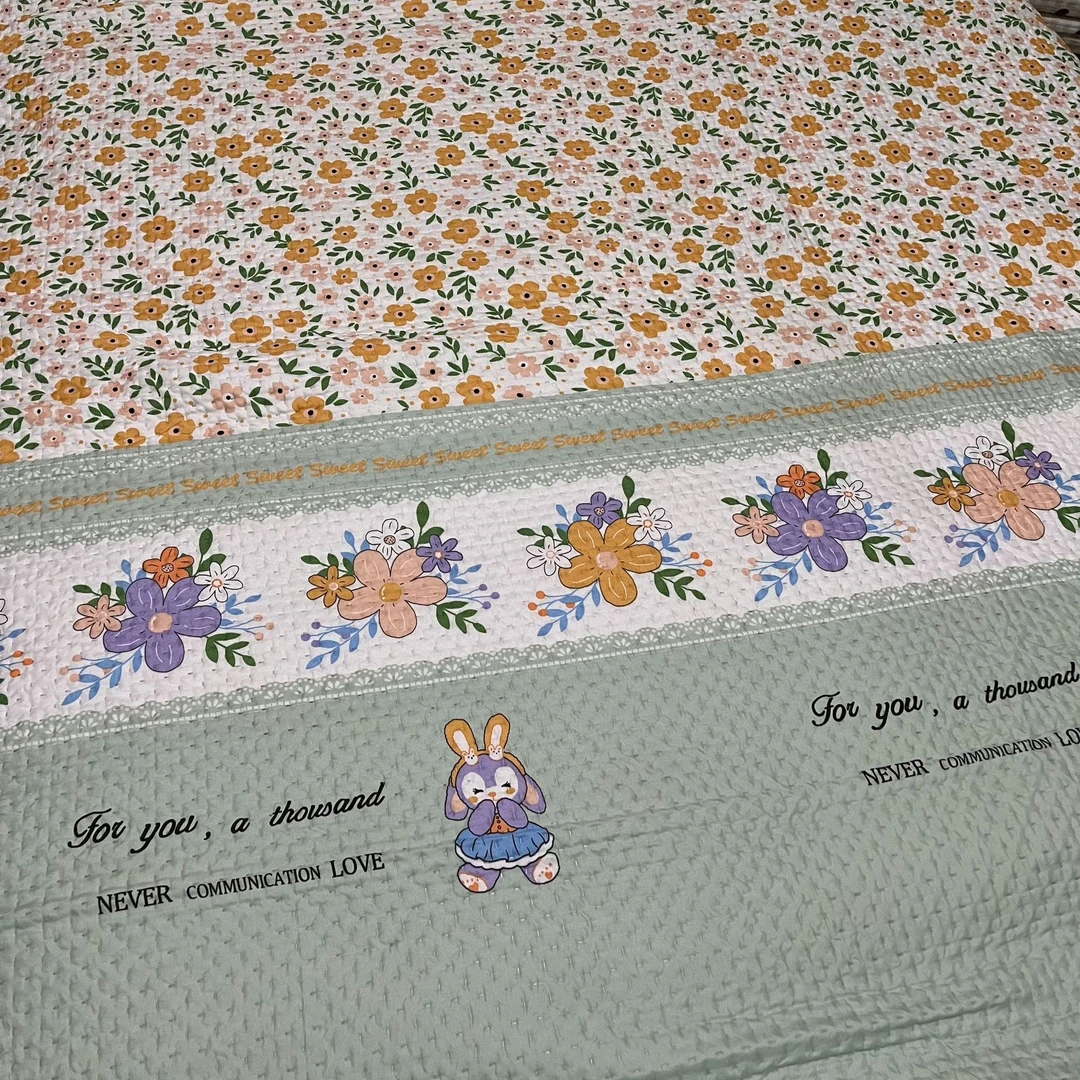 四季花边床盖绗缝床单亲肤双面