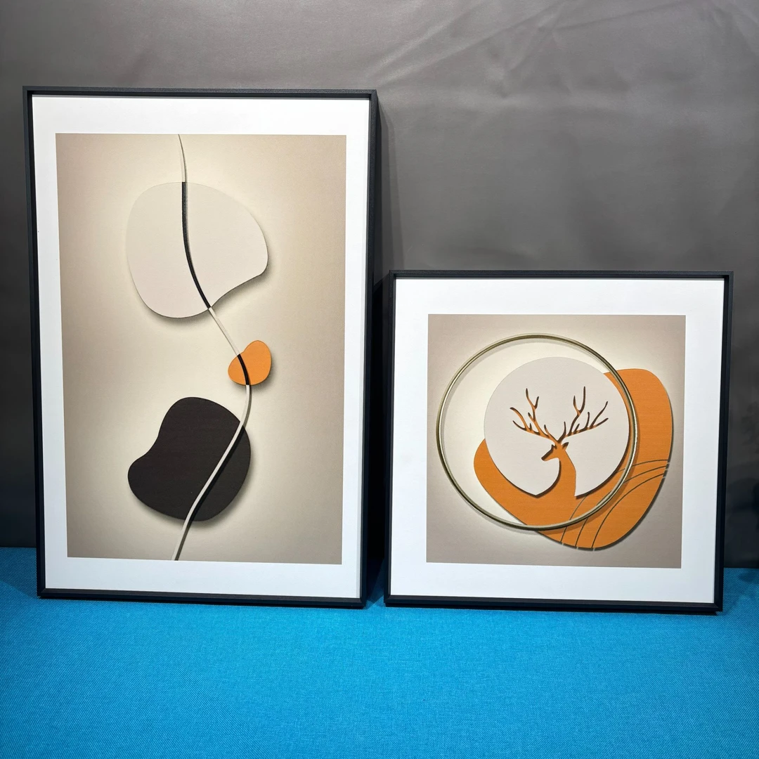 轻奢客厅装饰画高级感现代简约沙发背景墙高档挂画双联063