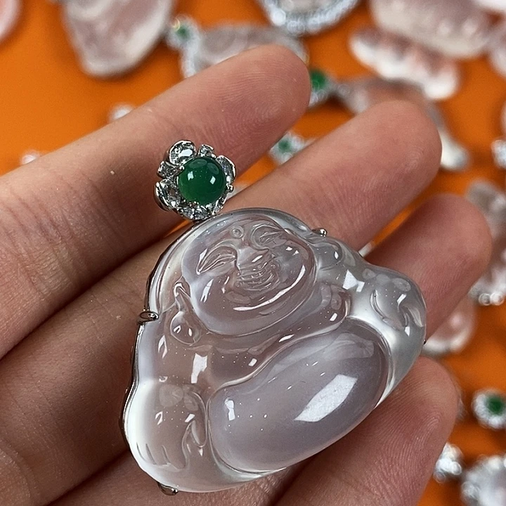 石英质玉银S925镀金镶嵌颈饰