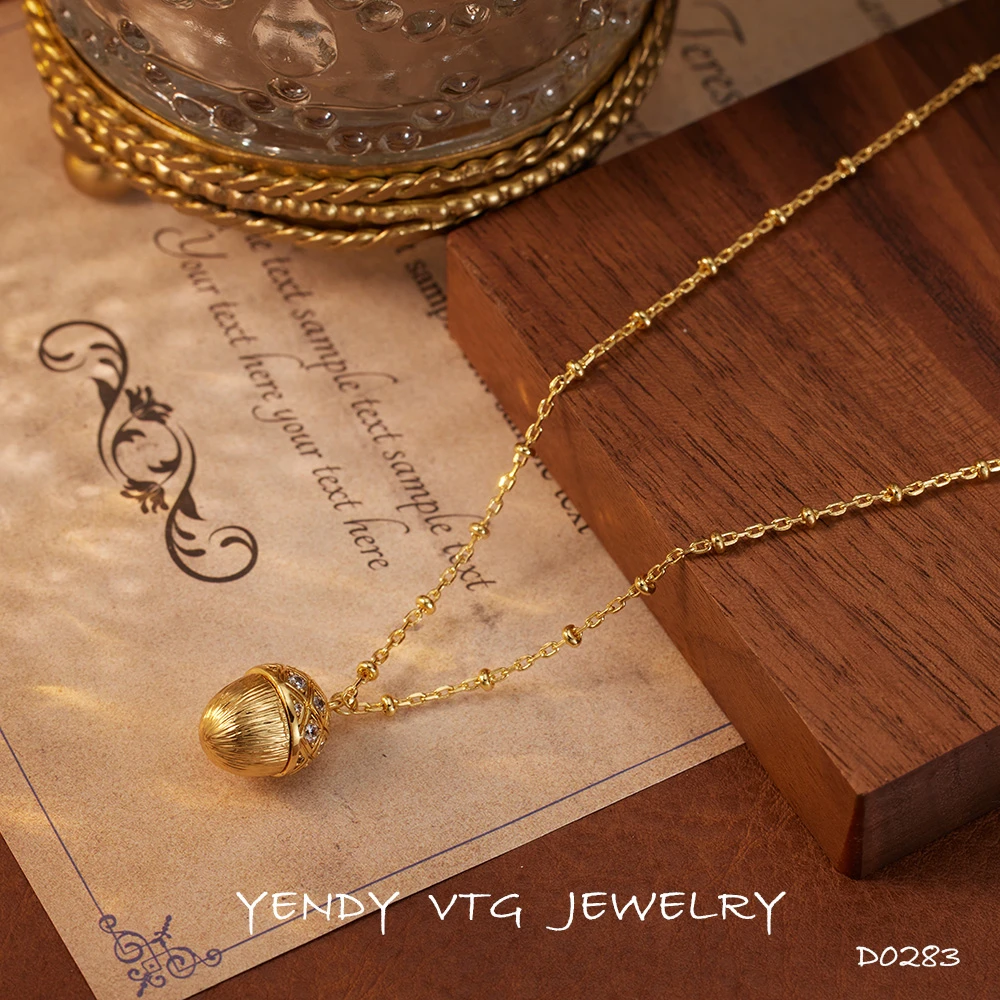 铜合金项链 D0283「金色橡果」Golden acorn 订♠ 项链