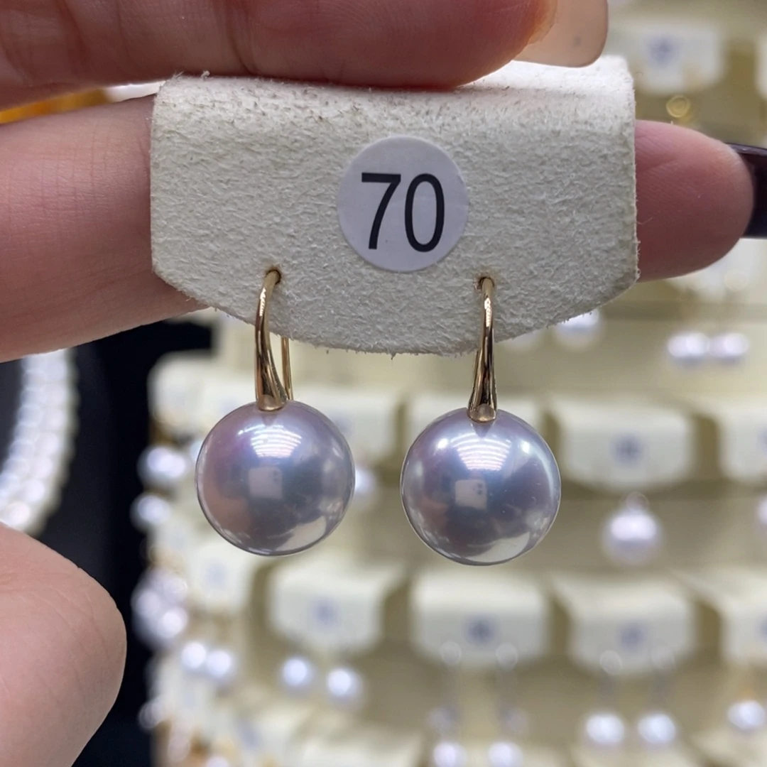 淡水珍珠耳饰18K金镶嵌