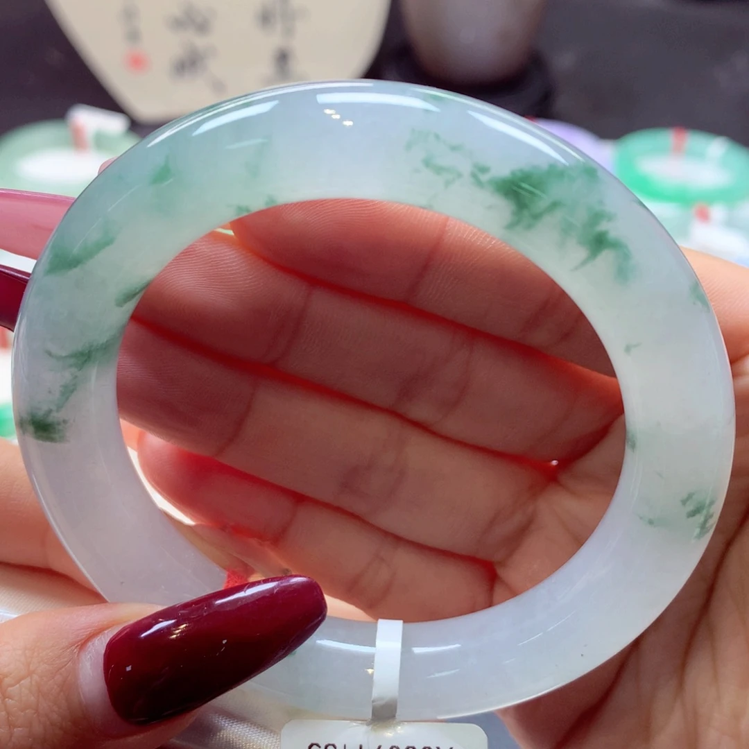 翡翠手镯未镶嵌圆条58号66