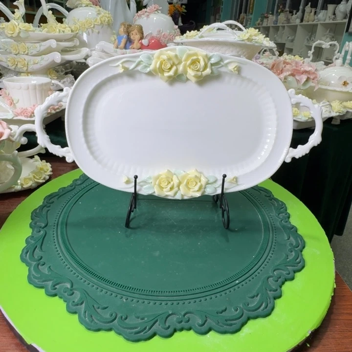 玫瑰花双耳餐盘水果蛋糕盘