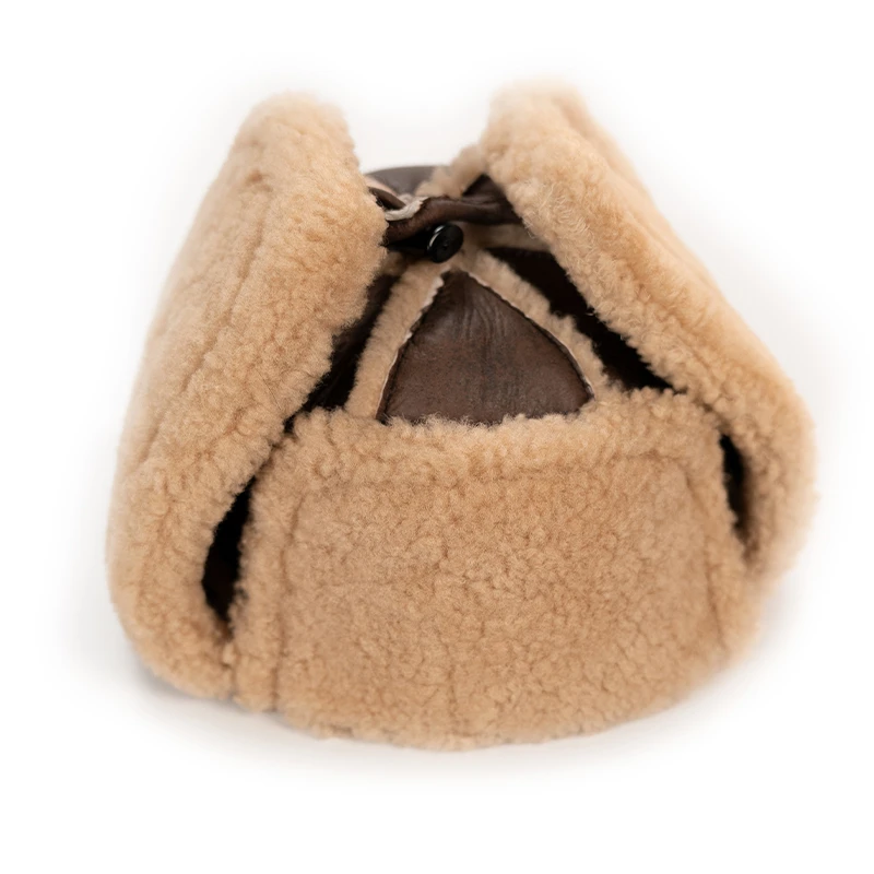 羊皮皮毛一体保暖帽子冬季加厚防寒男休闲防风骑行帽户外钓鱼帽