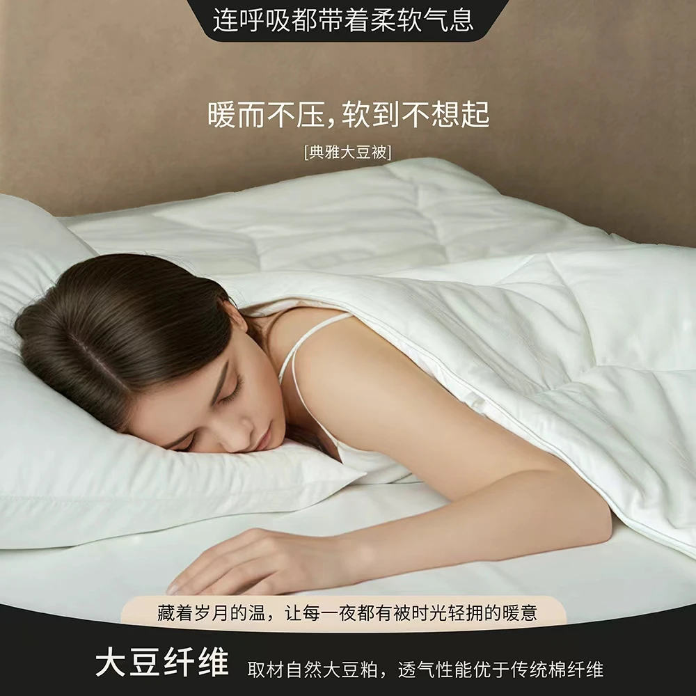 春秋冬加厚保暖柔软透气单人抗菌大豆双人被