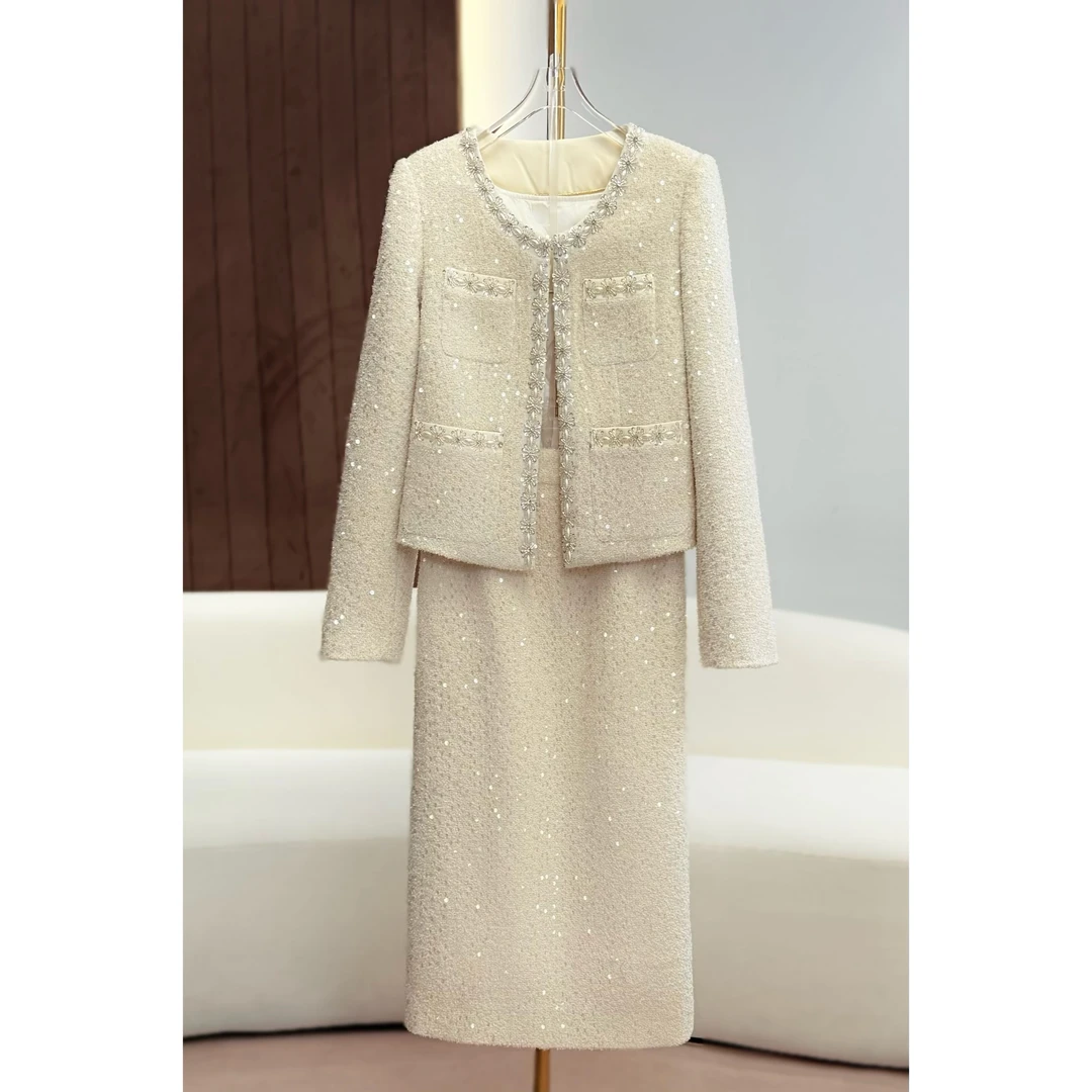 【MIA.G】【白鹅绒】可拆卸重工小香风外套上衣  SMK25010