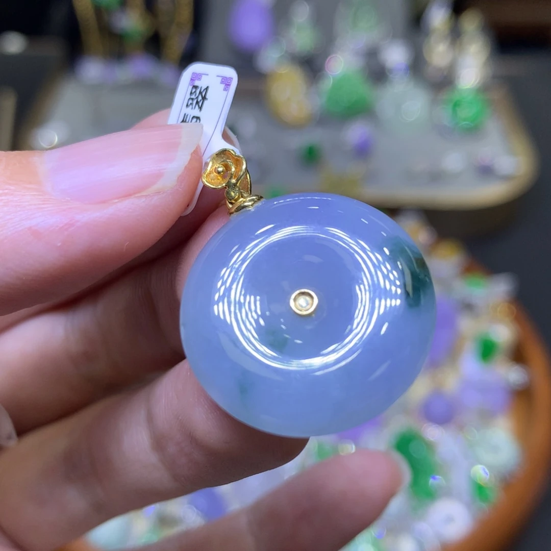 翡翠18K金镶嵌颈饰翡翠吊坠项链