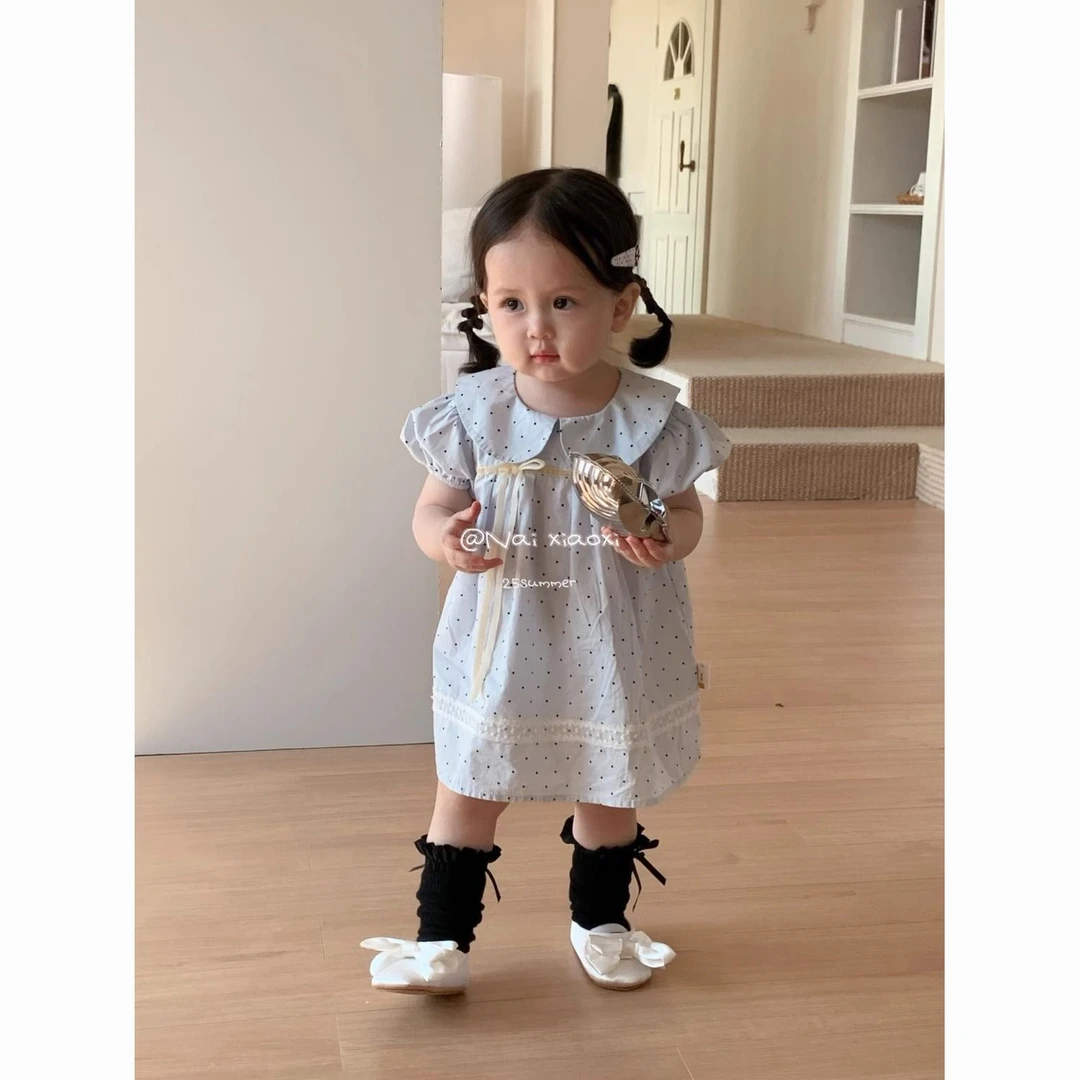 女童娃娃领连衣裙2025夏款儿童俏皮可爱百搭透气女宝宝纯棉连衣裙