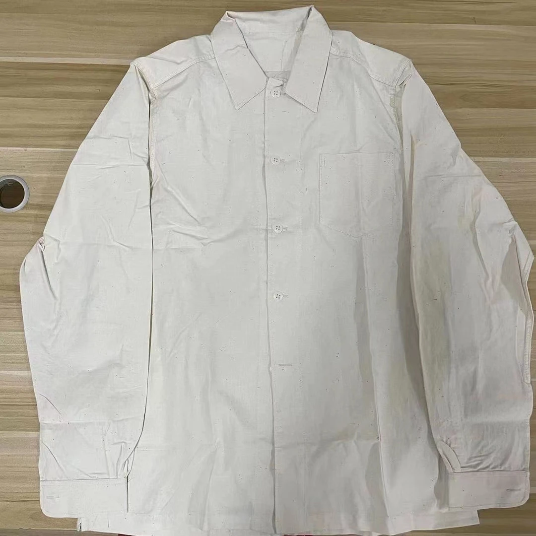 老式白棉布衬衣怀旧男士长袖简约休闲百搭夏季