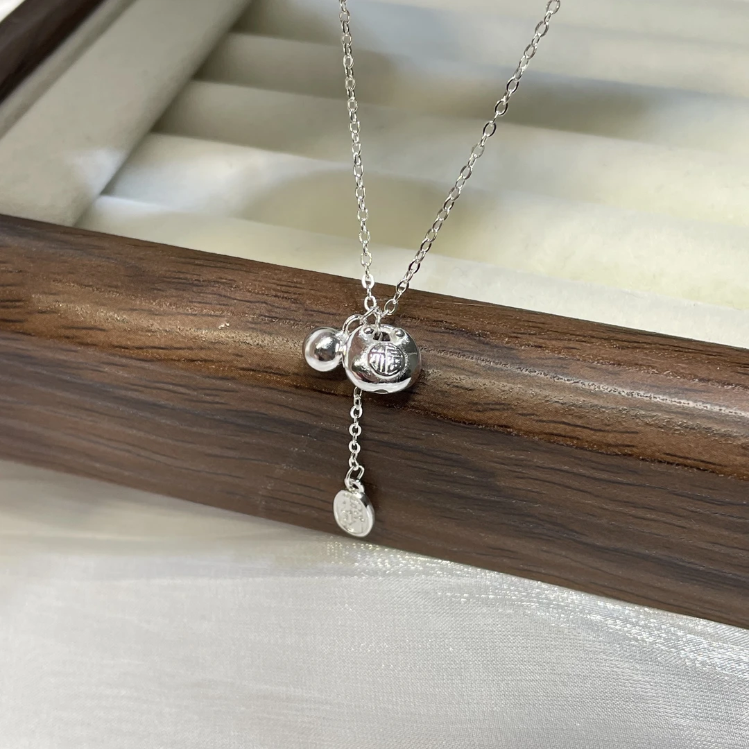 坠链均足银 足银990招财小胖福项链手工气质轻奢时尚百搭素款复古