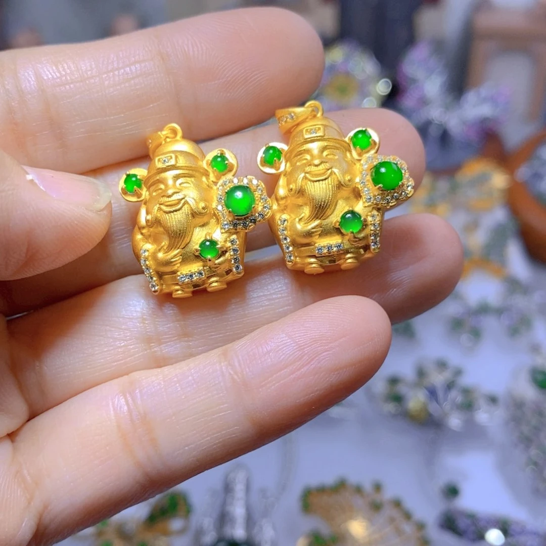 翡翠耳钉银S925镶嵌多样性发其一