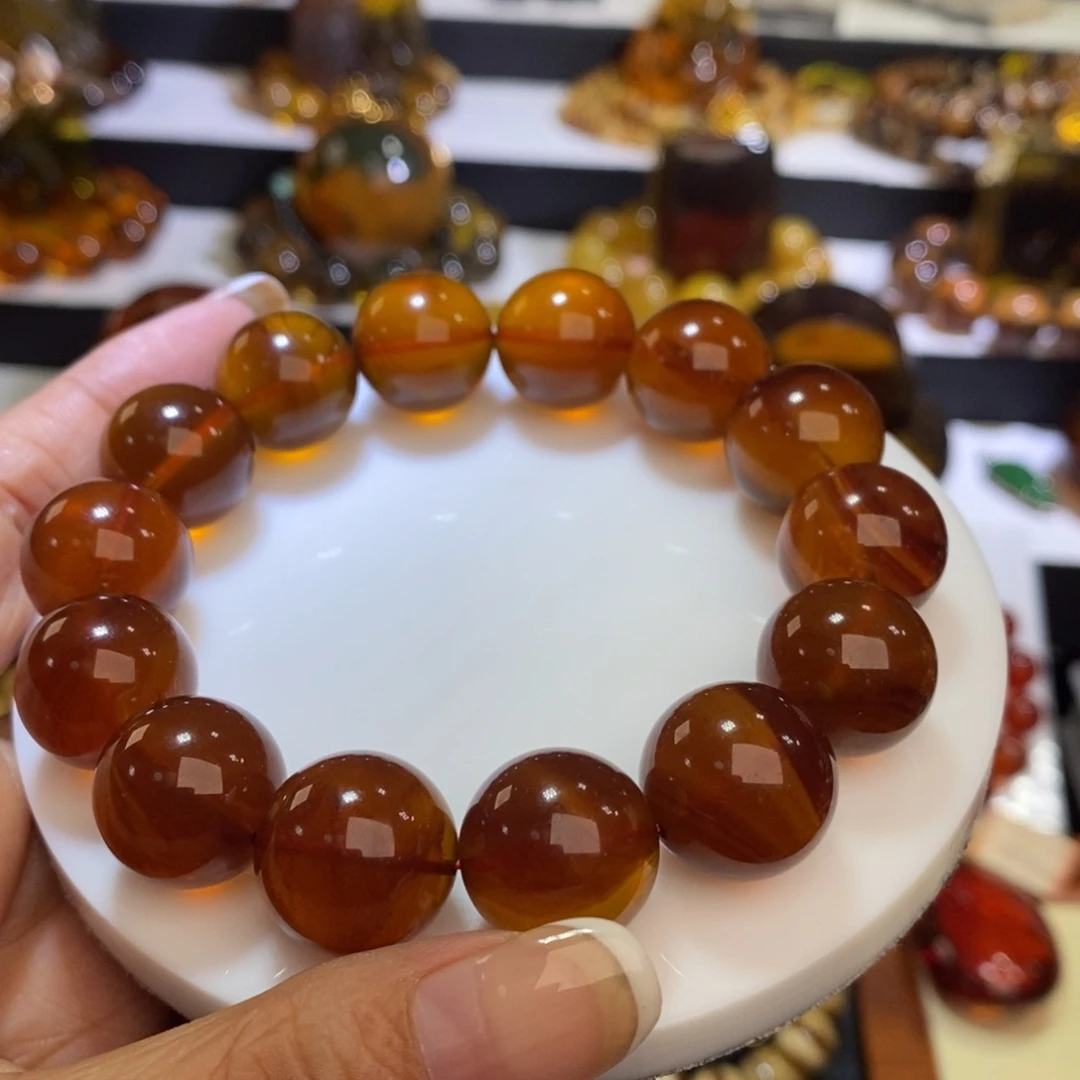 琥珀未镶嵌颈饰天然缅甸琥珀灵草珀手串