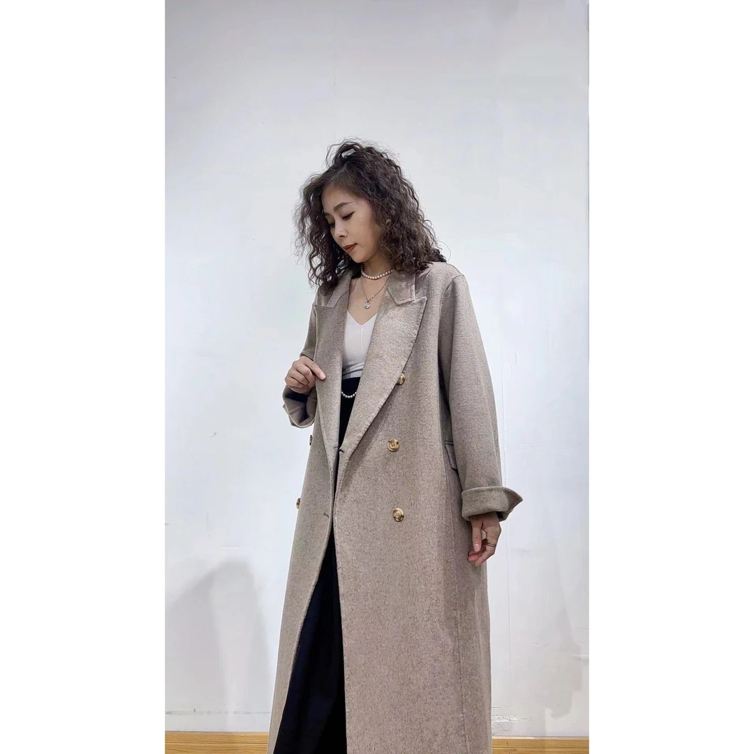 不知女秋冬款双面羊绒外套新款高级韩版大衣时尚气质47147A