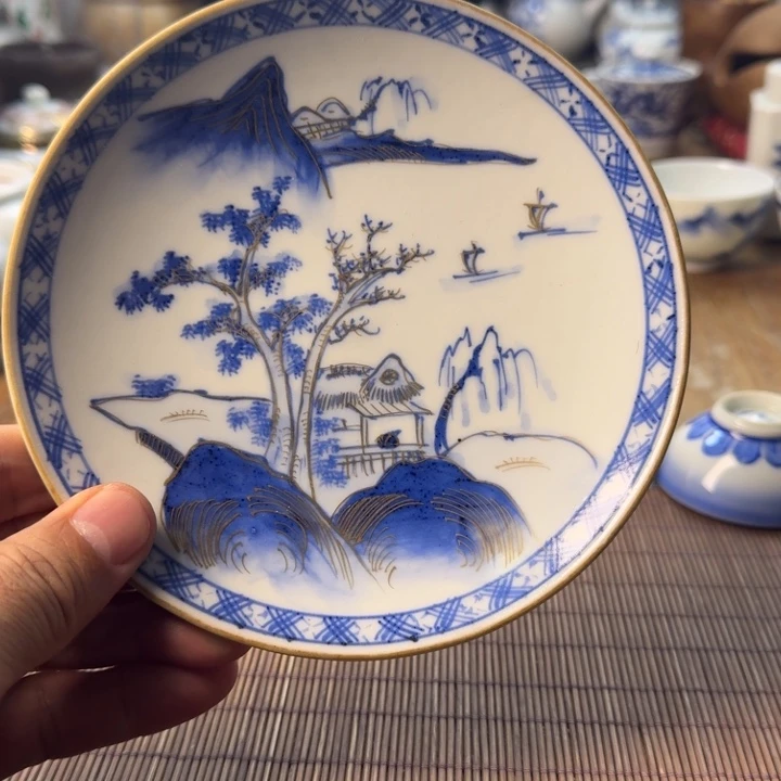 瓷片青花瓷器杯子茶具