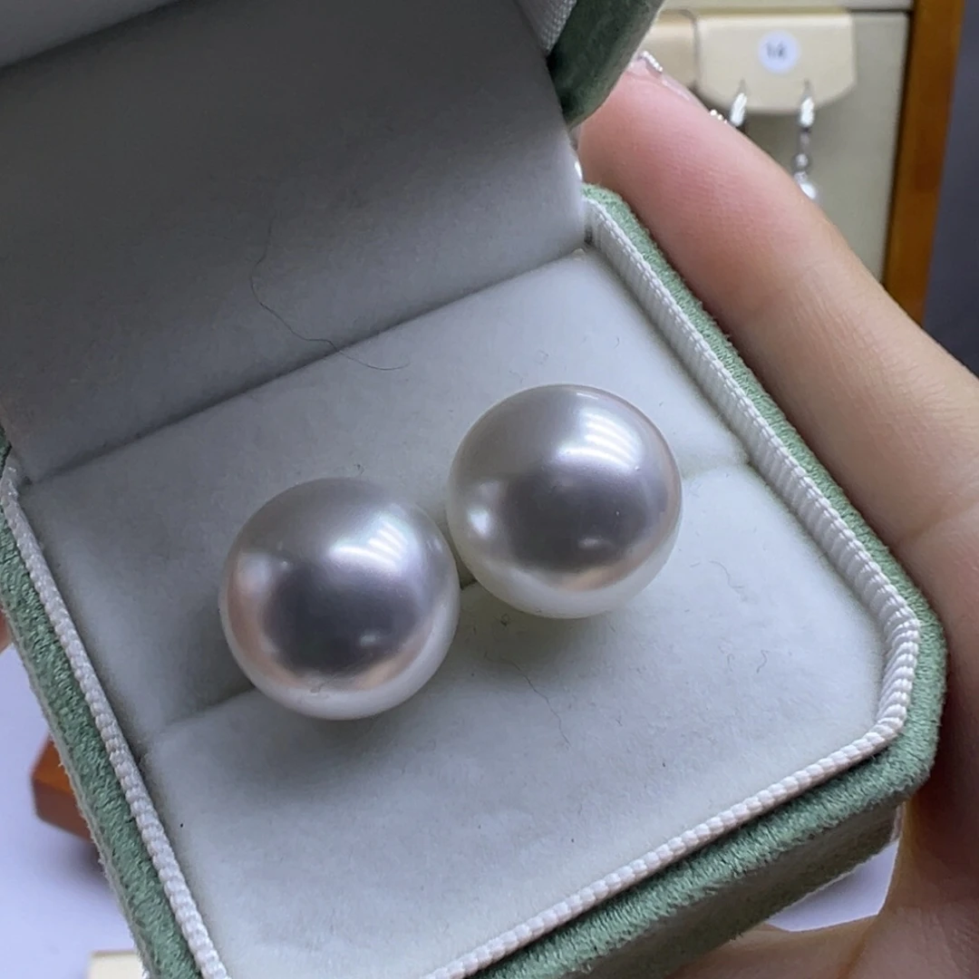 耳饰银S925镶嵌淡水珍珠