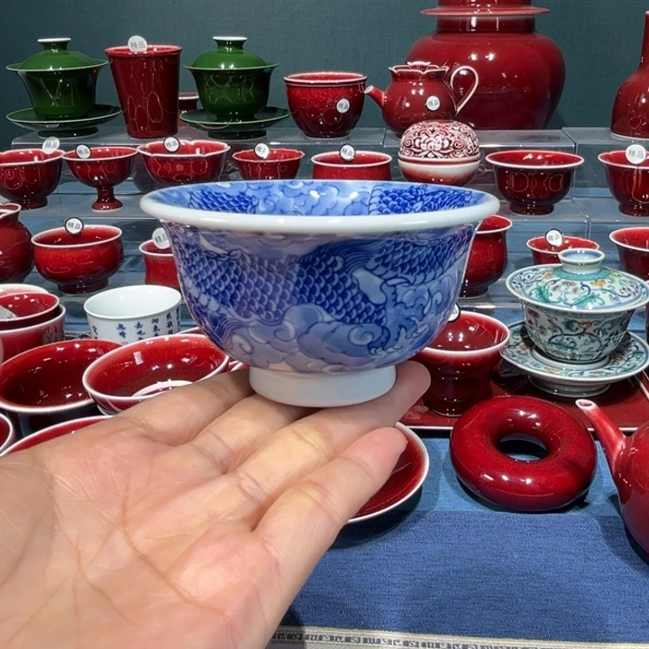 景德镇浅行窑柴窑龙纹杯