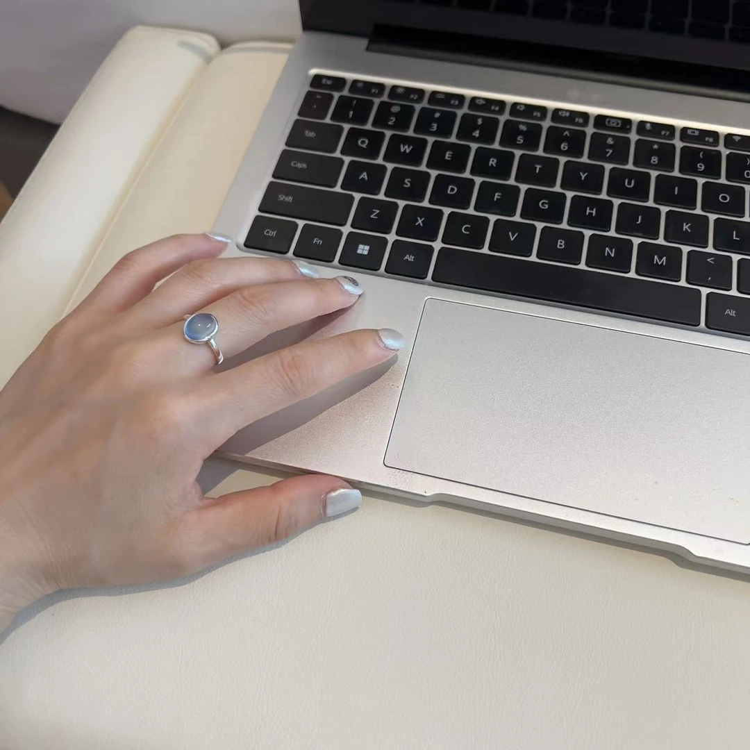 925银戒指 925银戒指 蓝宝 百搭小众镶嵌蓝色可调节戒指