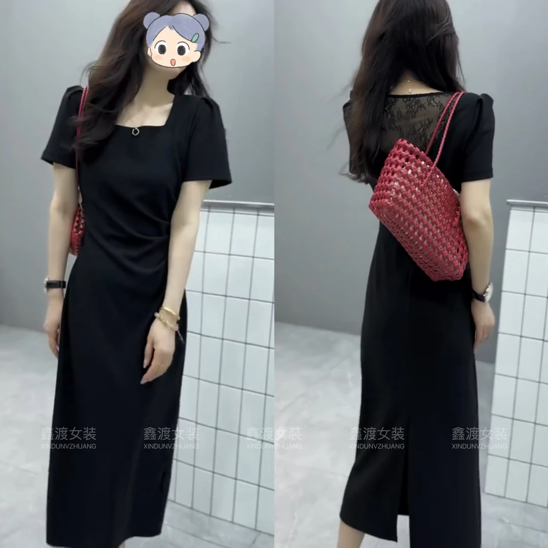 2025春夏新款时尚显瘦气质女士网红洋气连衣裙百搭款D5242