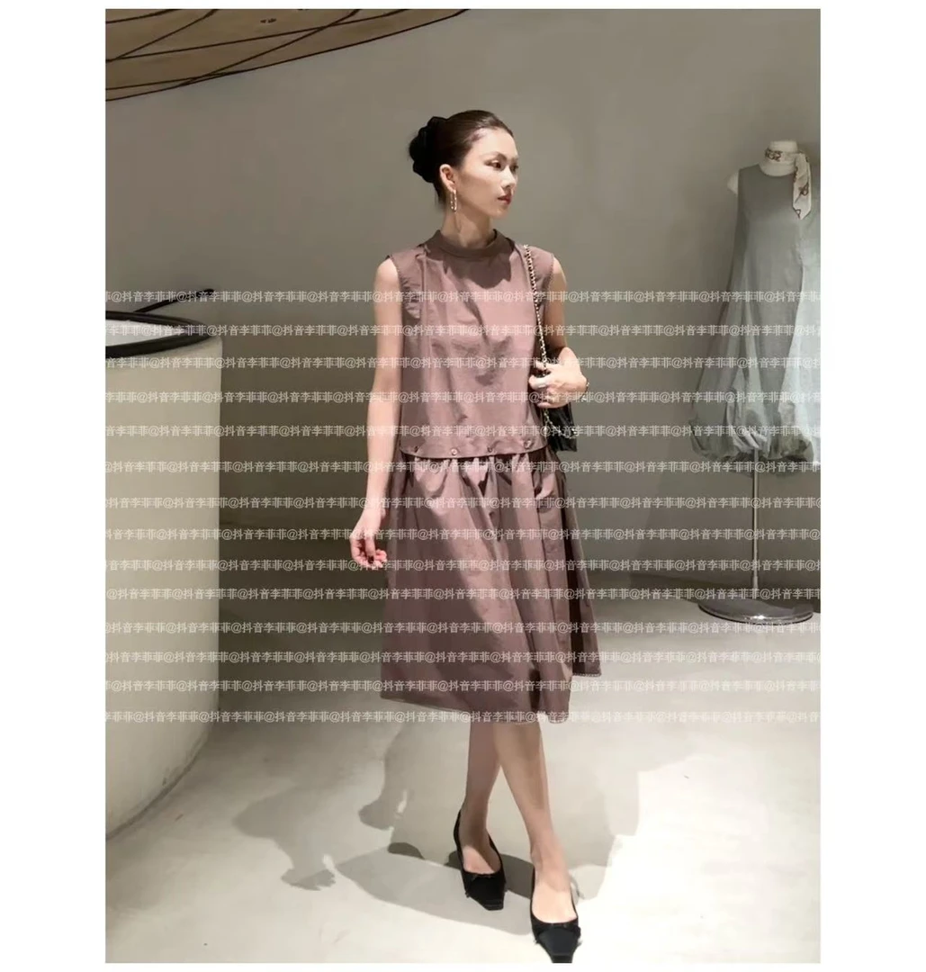 Mao店-【棉麻面料不能机洗】可拆卸的飘带连衣裙V8910