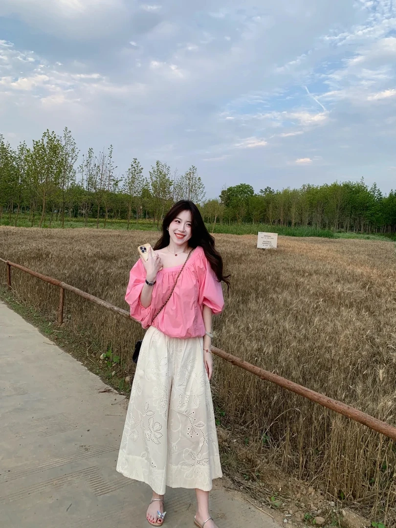 2025夏季新款松弛感雪纺短袖上衣百搭阔腿裤两件套装显瘦气质时尚