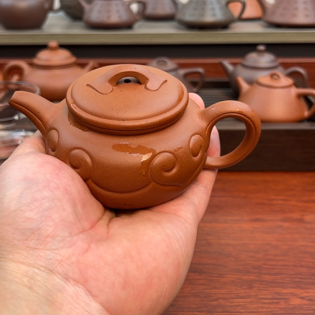 茶壶紫砂仿古如意：200cc 老红泥