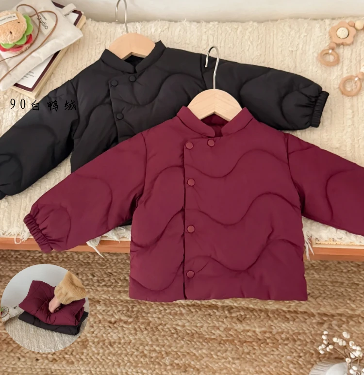 中国风加厚男女宝宝羽绒服90白鸭绒儿童羽绒服新中式小童冬季保暖