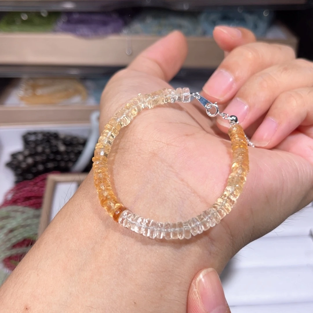 水晶手链银S925镶嵌黄水晶010