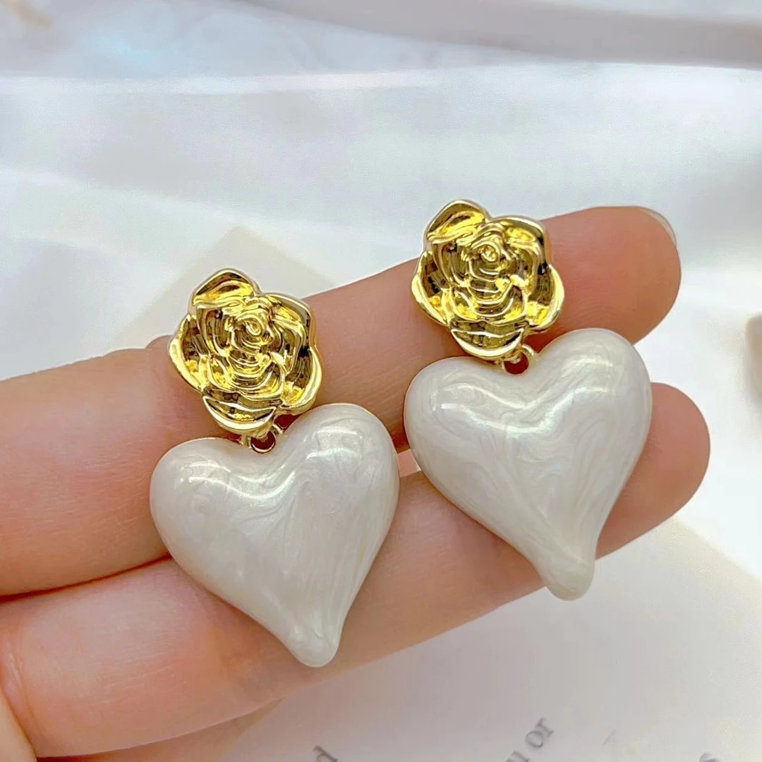 铜合金耳饰 【145】花朵爱心复古耳环时尚百搭耳饰小众轻奢耳饰