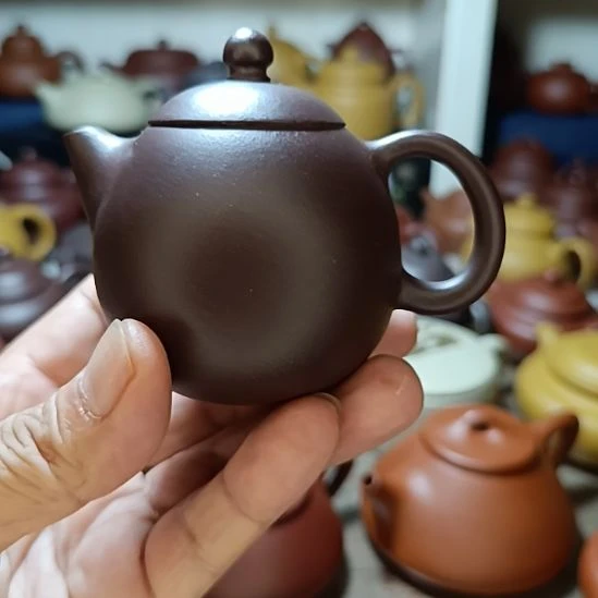 紫砂茶盘原矿紫泥龙蛋150cc内推半手工