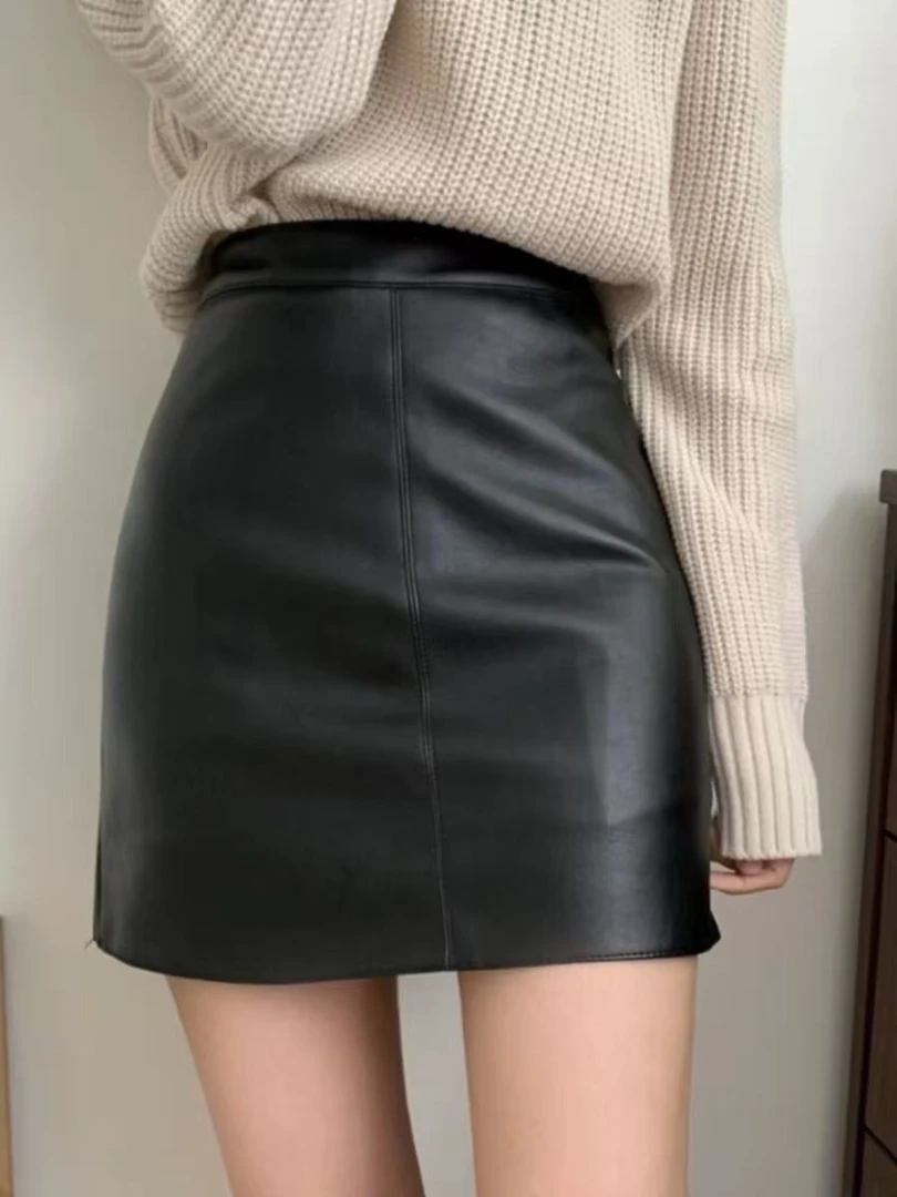扣号链接 女款时尚潮流百搭皮裙修身显瘦韩版秋冬