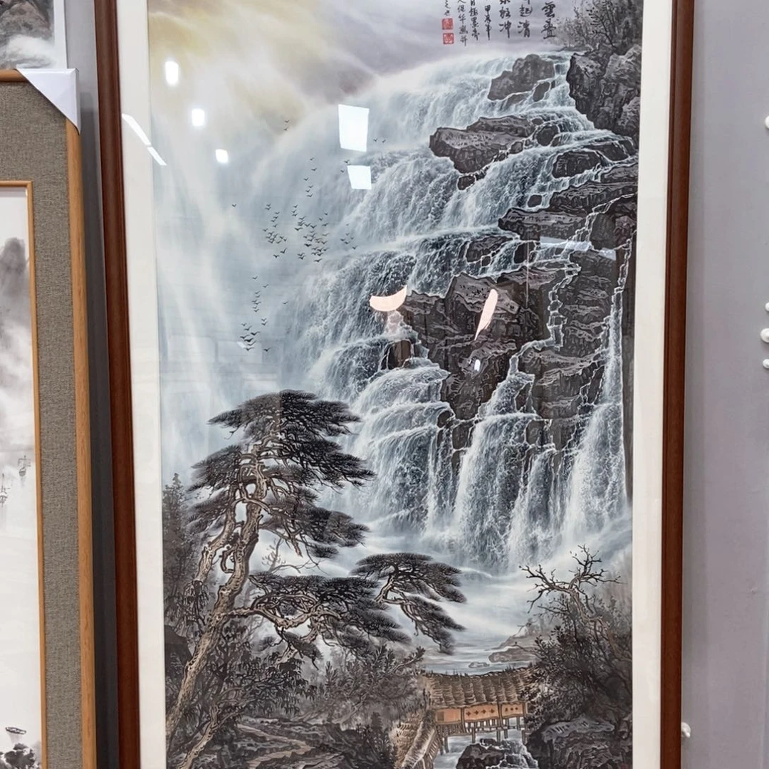 国画造****智李保华六尺带框真人真品