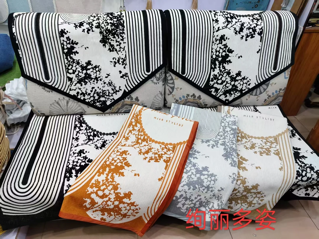 家用高档绿色方形坐垫新款2025北欧感雪尼尔四季通用沙发垫防滑款