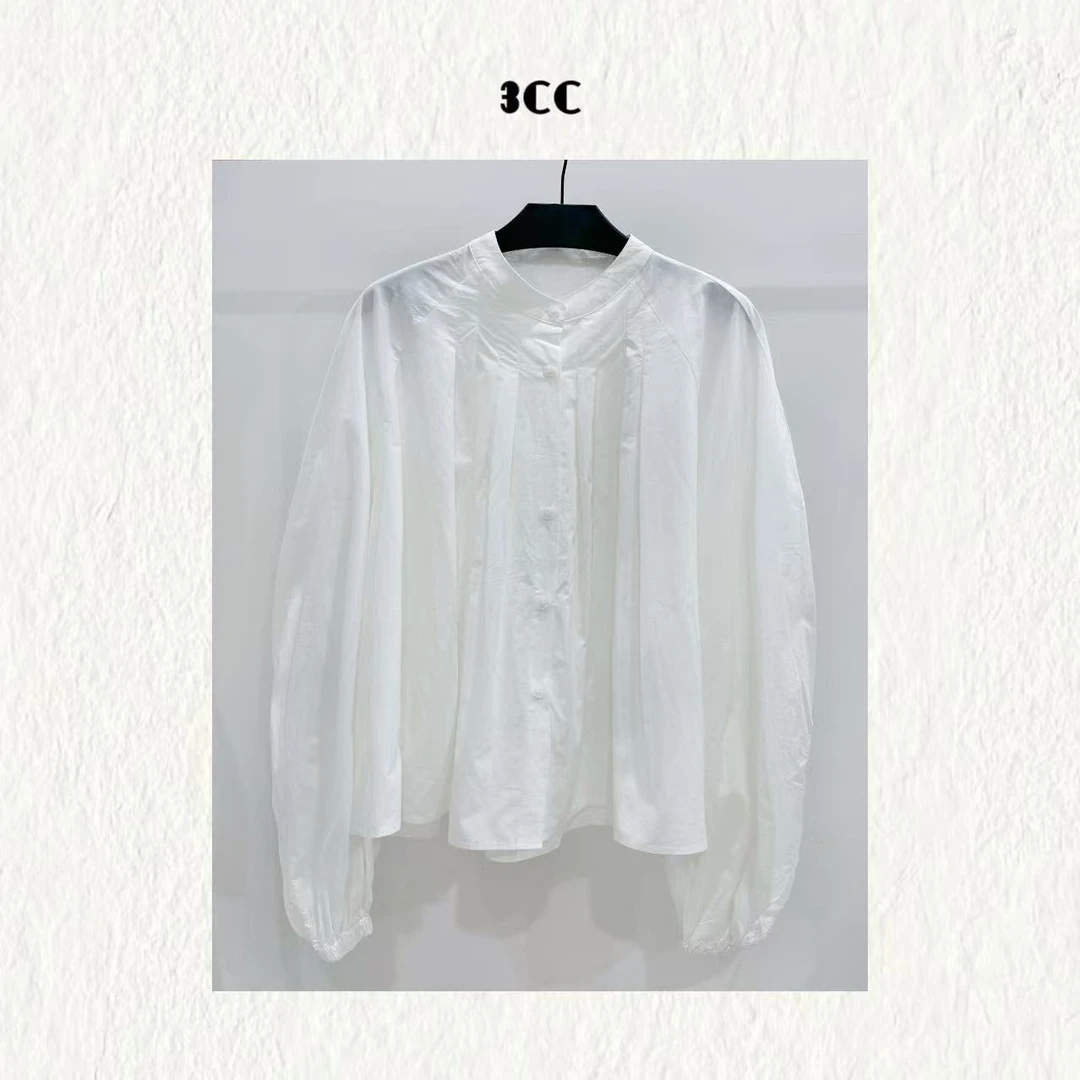 3CC【进阶白衬衣】设计感褶皱白衬衫女89179