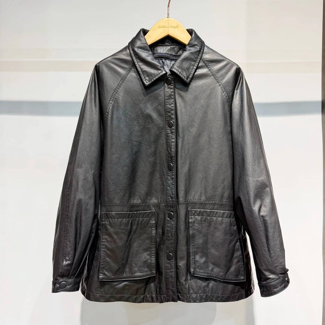 【萨拉迪恩】 秋冬高端女士头层油蜡牛皮可拆卸羽绒外套