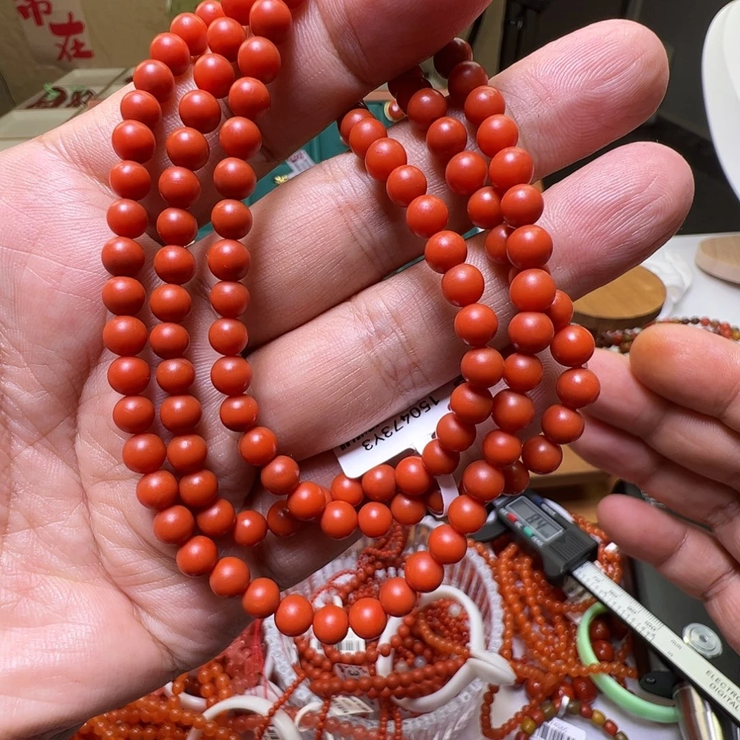 南红玛瑙未镶嵌6mm宝山辣椒红磨砂质感