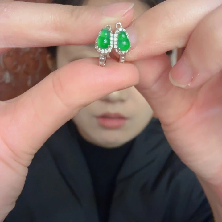 翡翠银S925镶嵌吊坠(不含链)耳饰