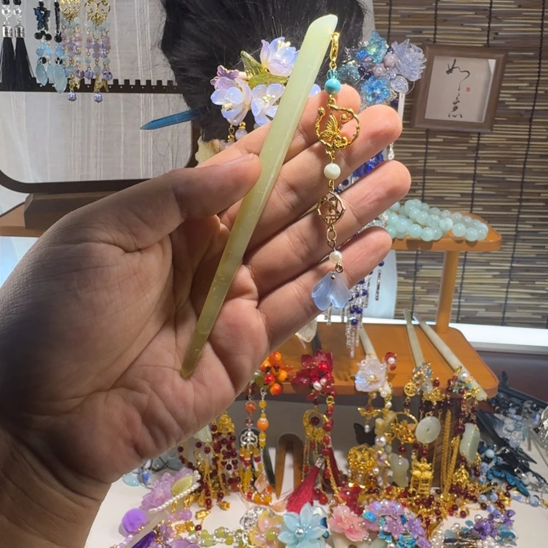 蛇纹石玉合金发饰