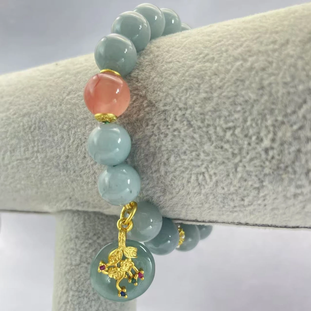 H56精美翡翠手链百搭时尚复古珠珠气质轻奢玉手串女士