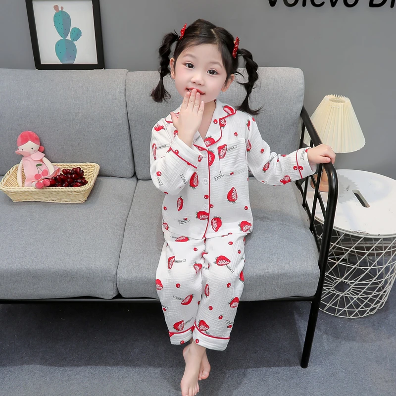 儿童睡衣女童春秋纯棉开衫女孩家居服分体空调服宝宝长袖套装全棉