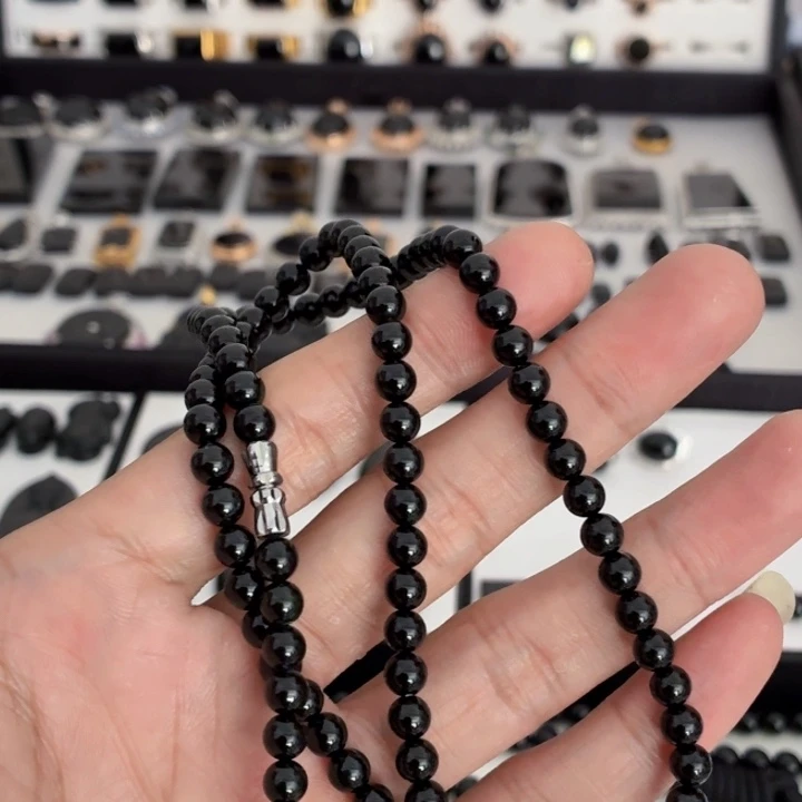 林***A散珠翡翠墨翠珠链